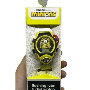 NWF Illumination Minions Kids Flashing Icon & Dial LCD Watch – (Need Batteries)